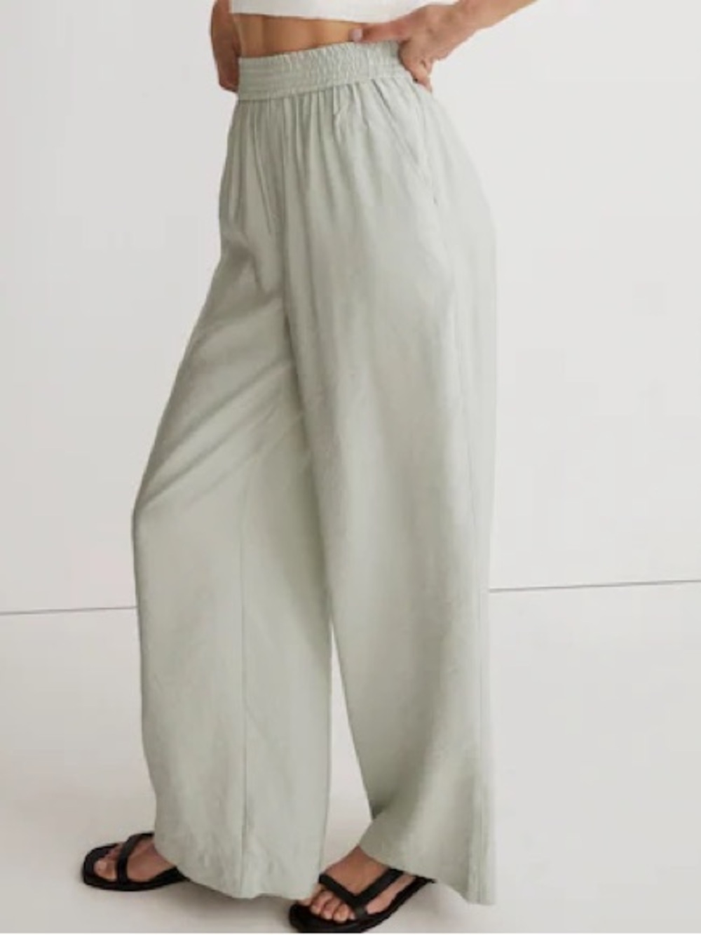 Madewell Wide Leg Pull-On Pants | Sage Green | Modal Blend | Size S